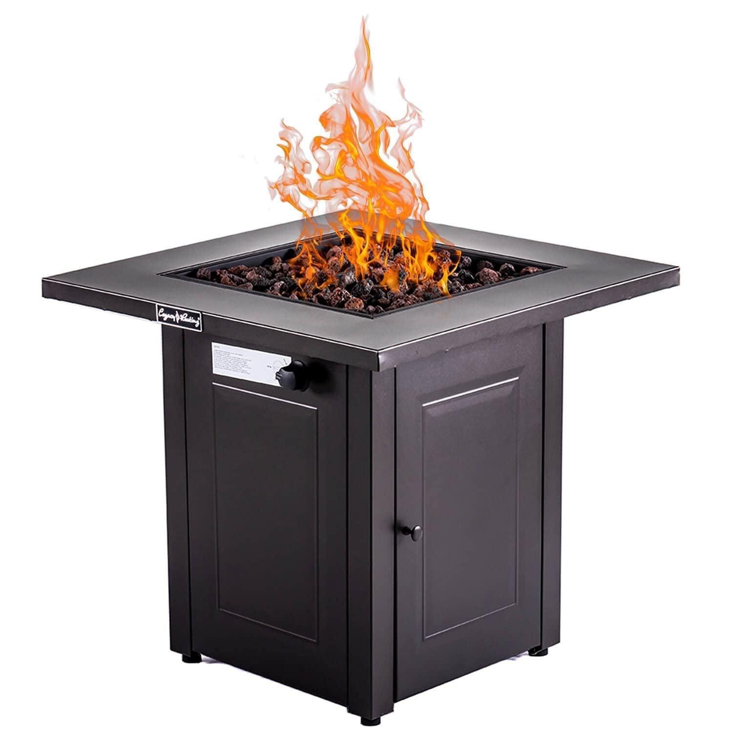 28in Propane Fire Pits Table, 50000 BTU Gas Square Outdoor Dinning FredCo
