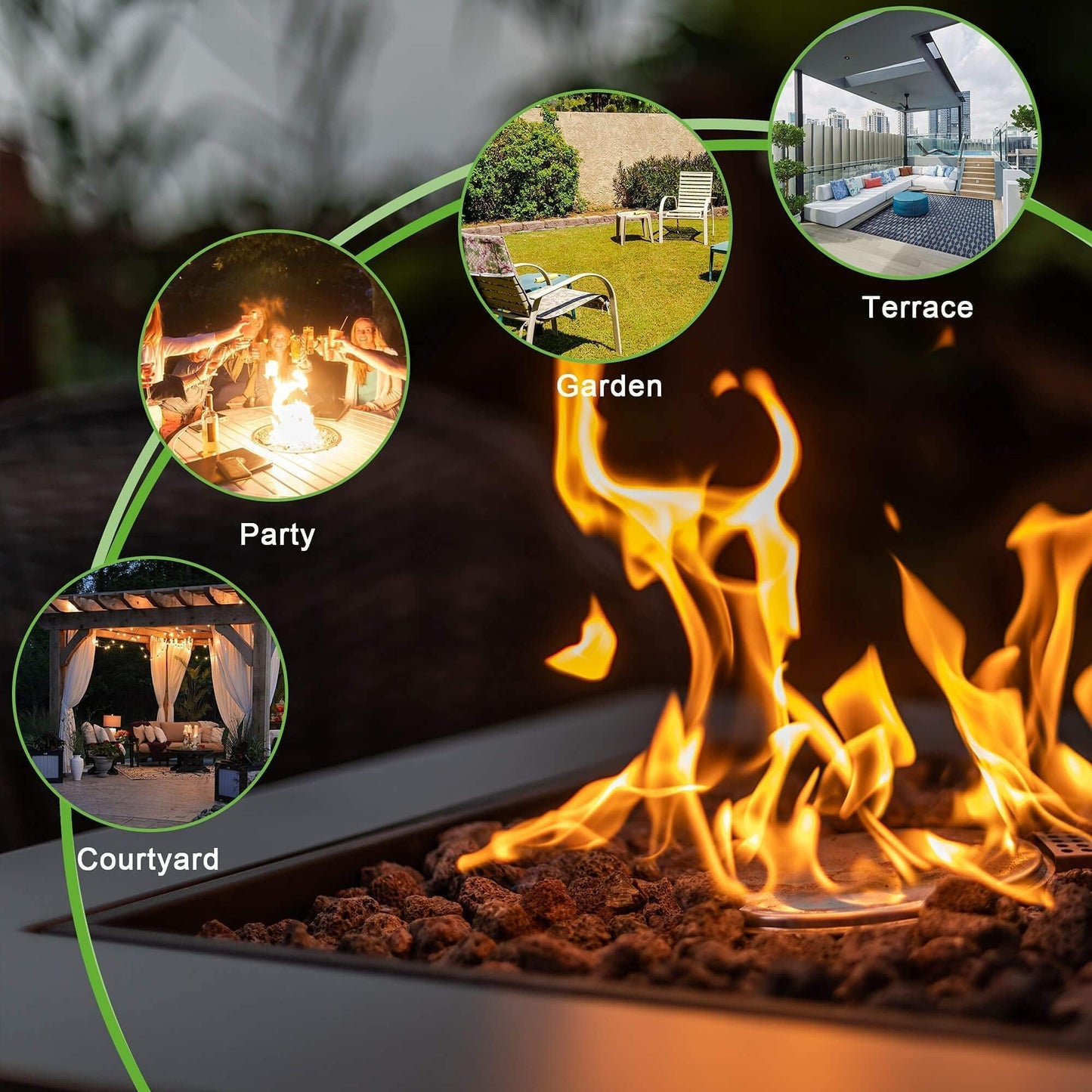 28in Propane Fire Pits Table, 50000 BTU Gas Square Outdoor Dinning FredCo