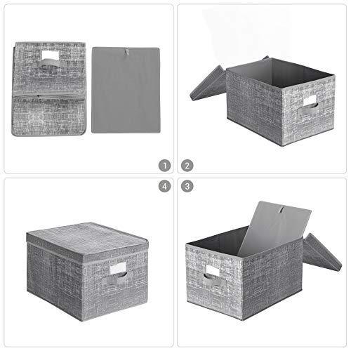 3 Fabric Storage Bins Set Gray FredCo