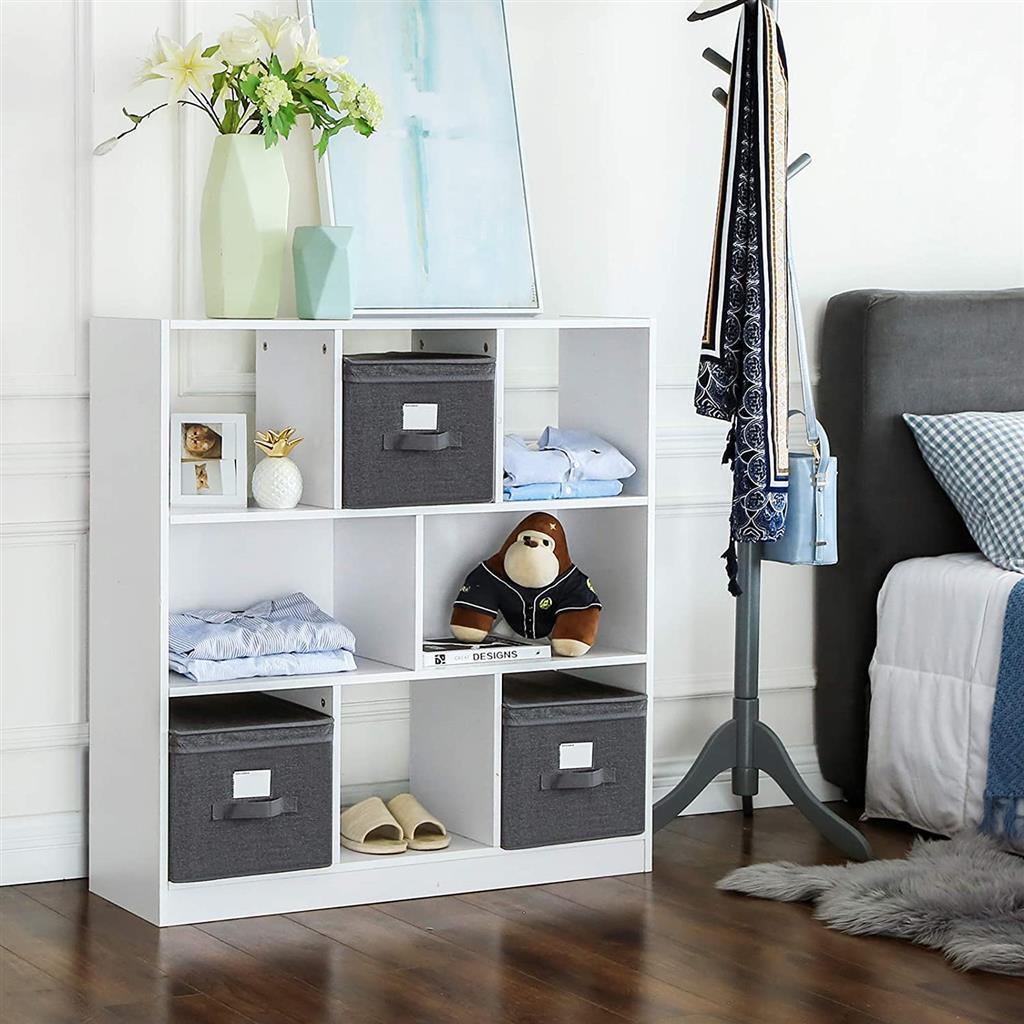 3 Fabric Storage Bins with Lids, Smoky Gray FredCo