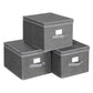 3 Fabric Storage Bins with Lids, Smoky Gray FredCo