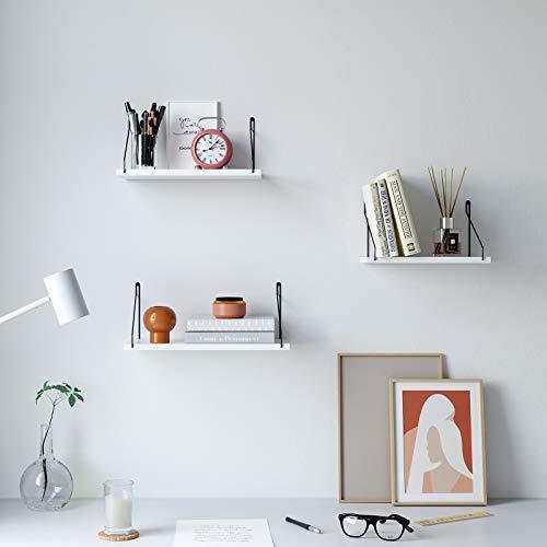3 Floating Shelves Set, White and Black FredCo
