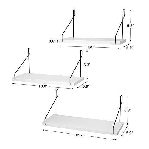 3 Floating Shelves Set, White and Black FredCo