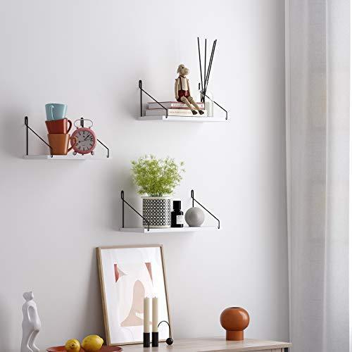 3 Floating Shelves Set, White and Black FredCo