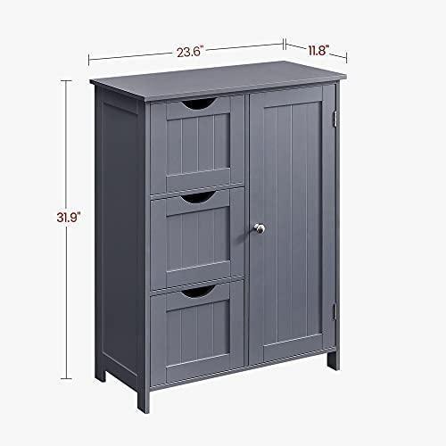 3 Large Drawers Floor Cabinet Gray FredCo