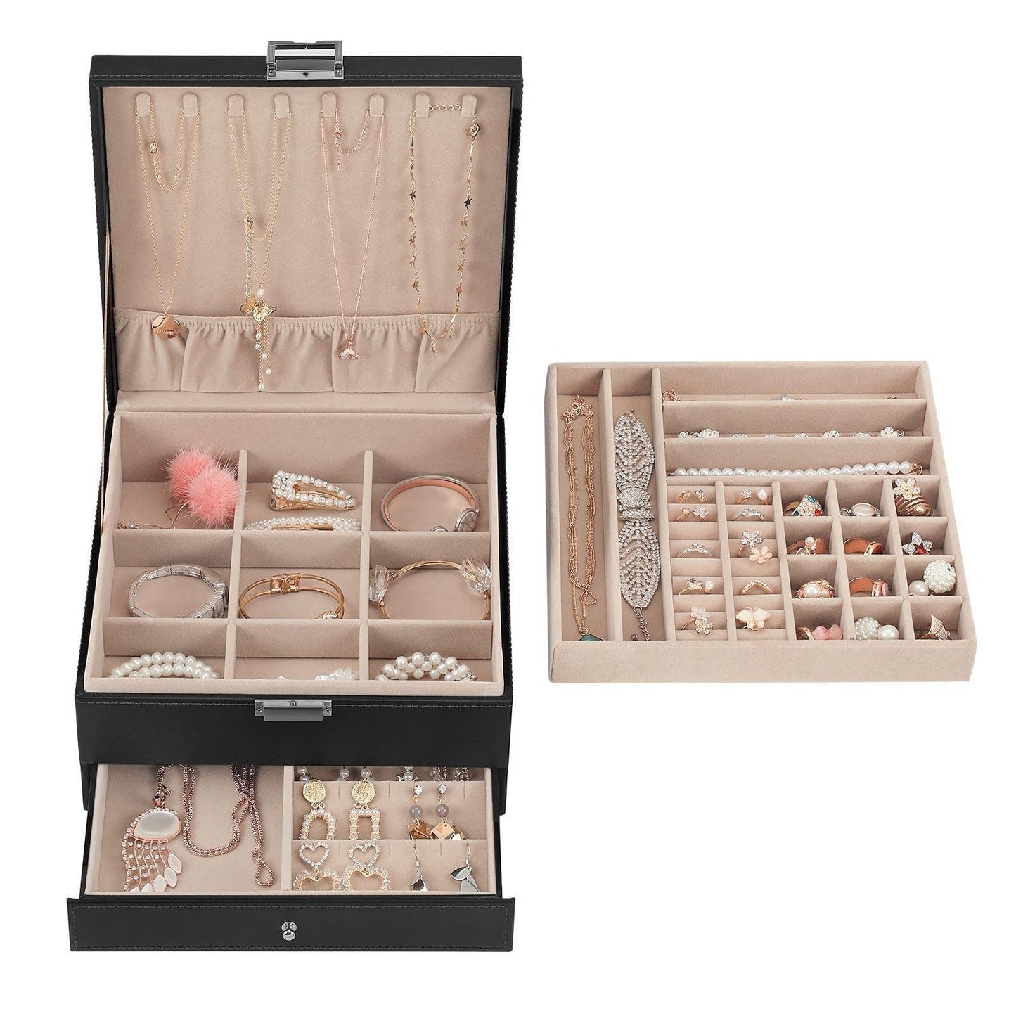 3 Layers Jewelry Organizer with Removable Tray FredCo