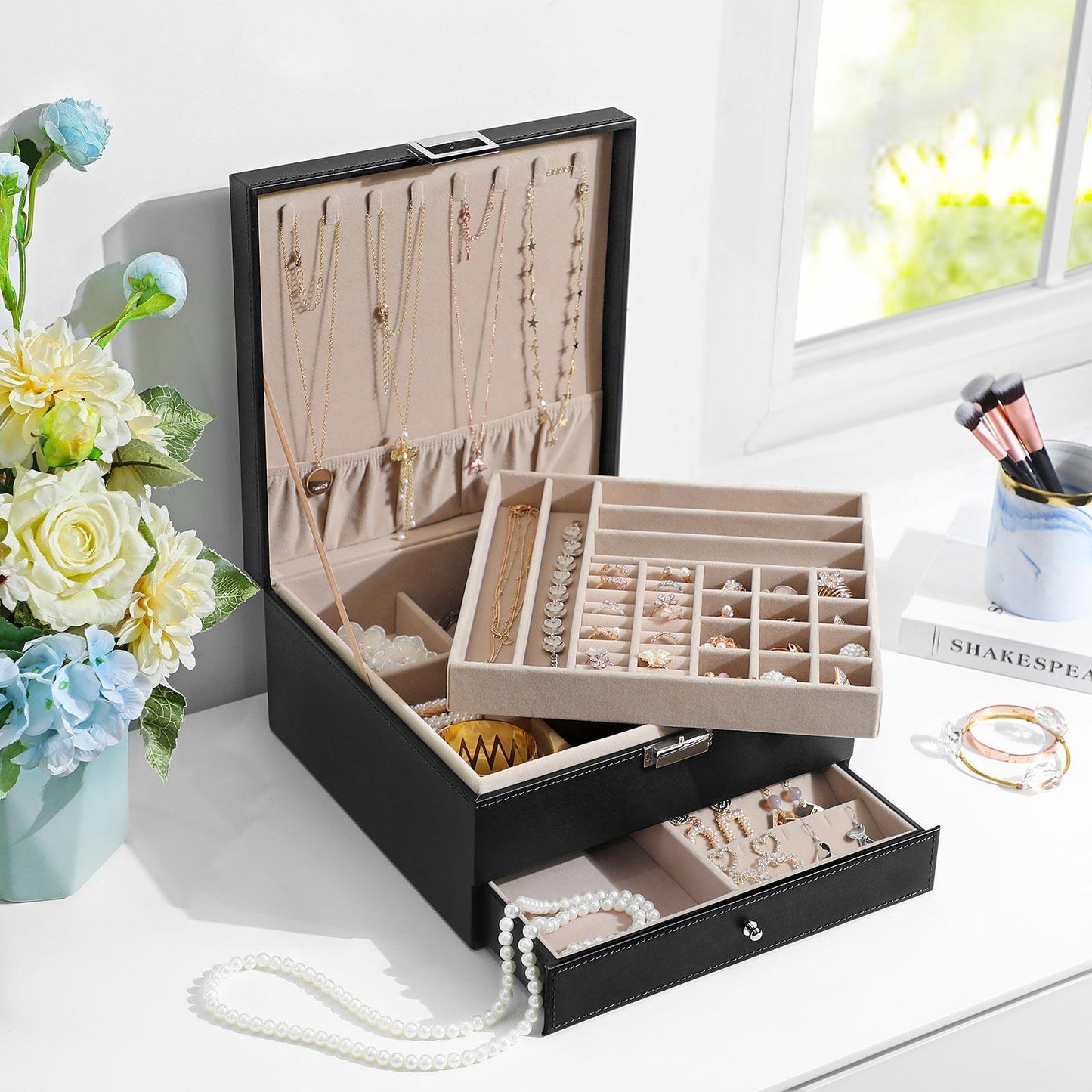3 Layers Jewelry Organizer with Removable Tray FredCo