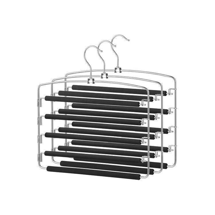 3 Pack Pants Hangers Black and Silver FredCo