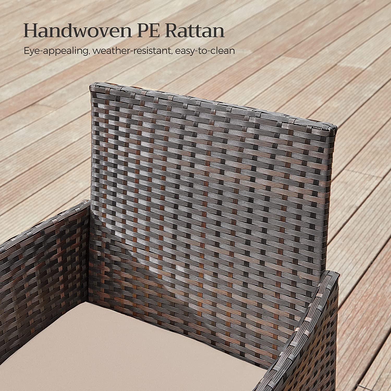 3-Piece Patio Table Set, Rattan Brown FredCo