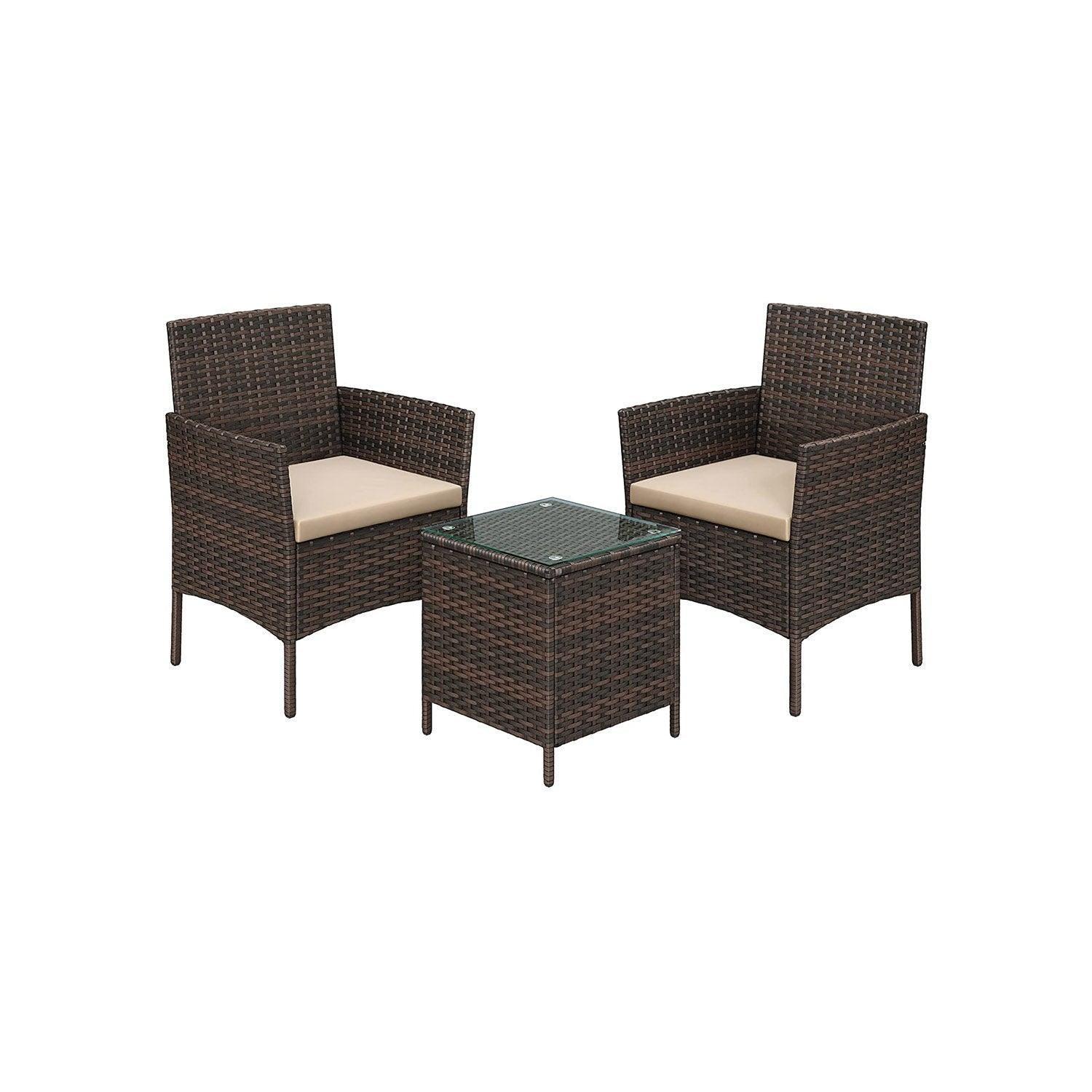 3-Piece Patio Table Set, Rattan Brown FredCo
