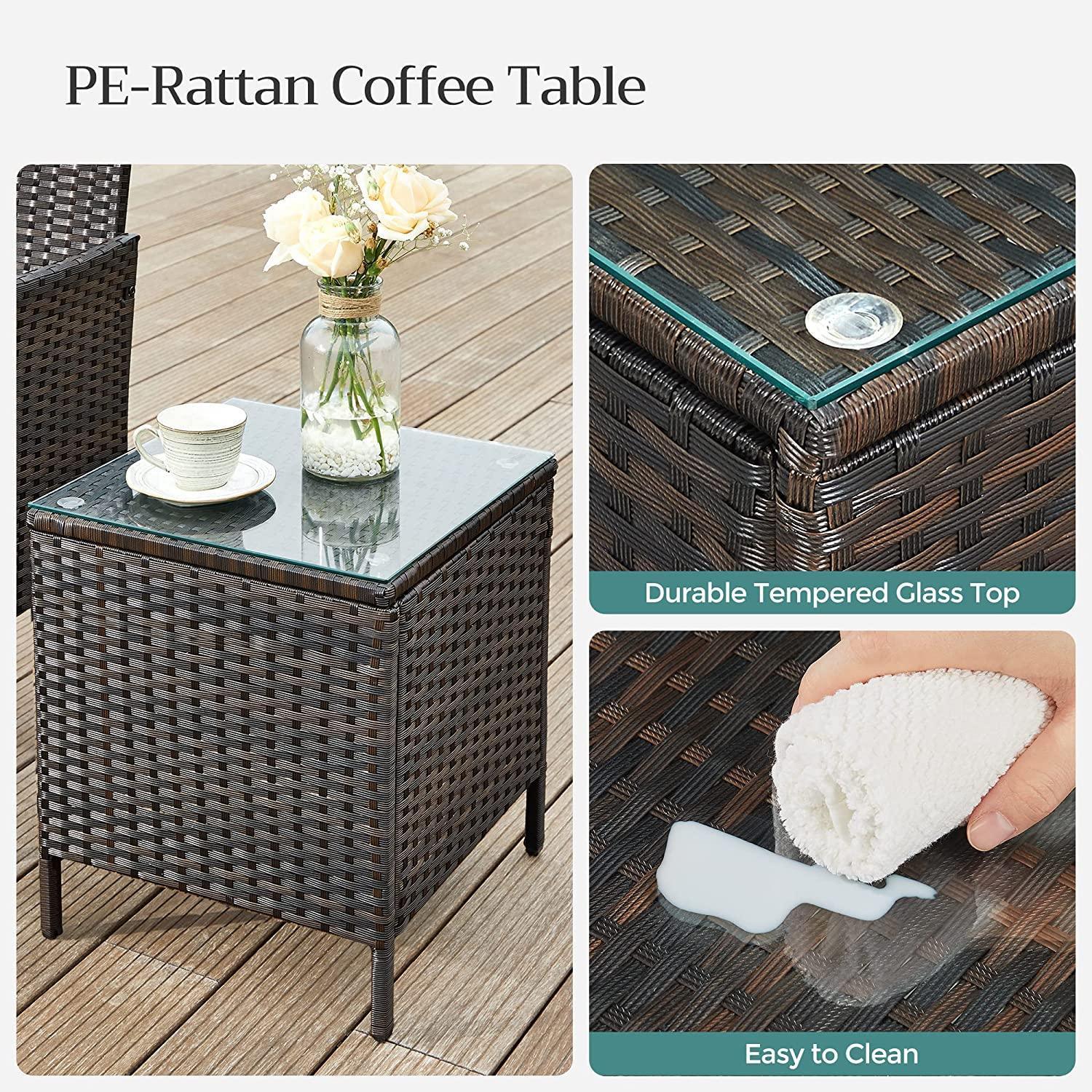 3-Piece Patio Table Set, Rattan Brown FredCo