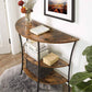 3 Shelves Console Table Rustic Brown FredCo