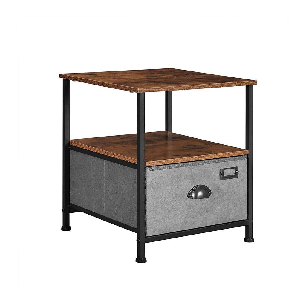 3-Tier Bedside Table with Drawer, End Table Black FredCo