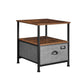 3-Tier Bedside Table with Drawer, End Table Black FredCo