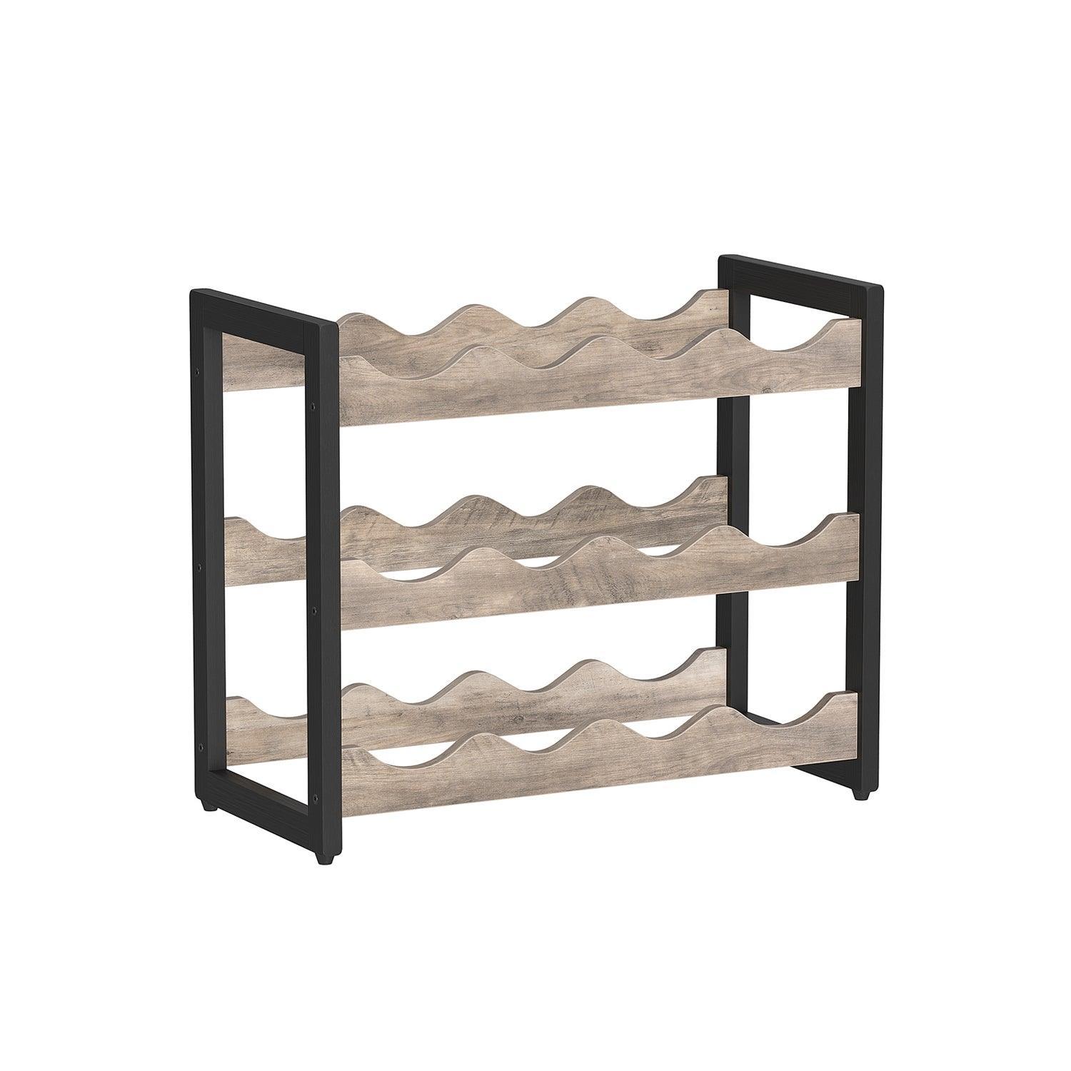 3-Tier Countertop Wine Rack, 12 Bottles Bamboo FredCo