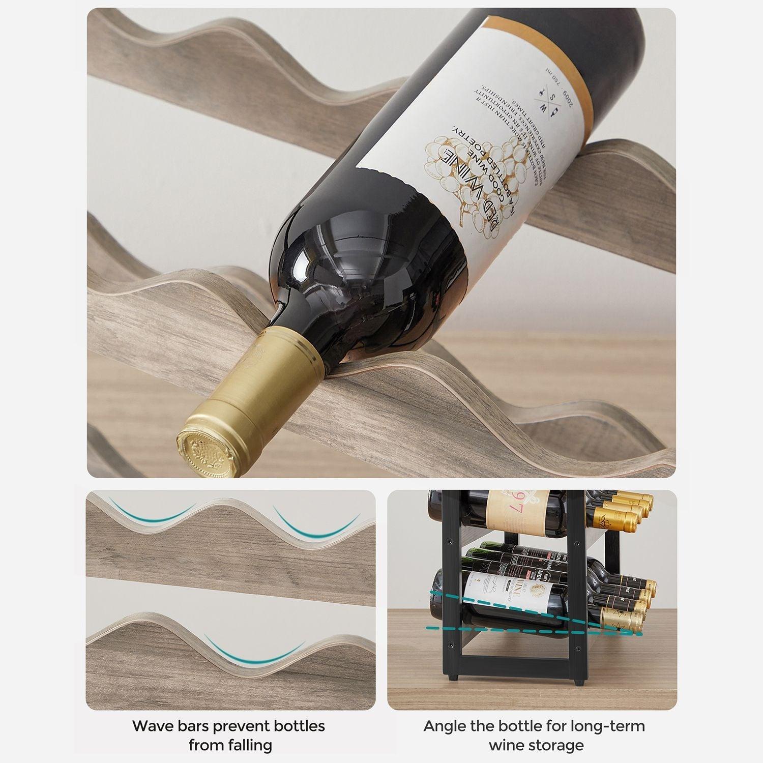 3-Tier Countertop Wine Rack, 12 Bottles Bamboo FredCo