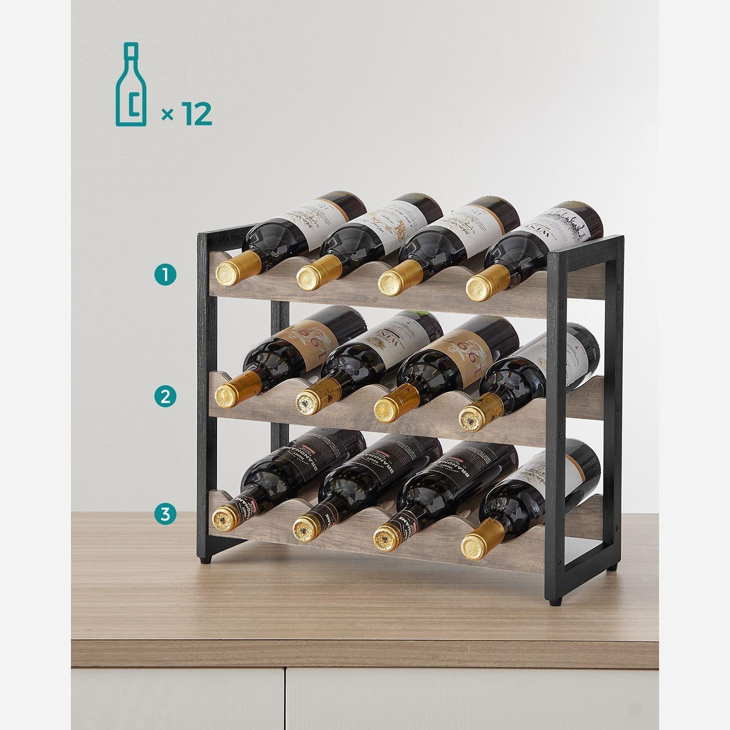 3-Tier Countertop Wine Rack, 12 Bottles Bamboo FredCo