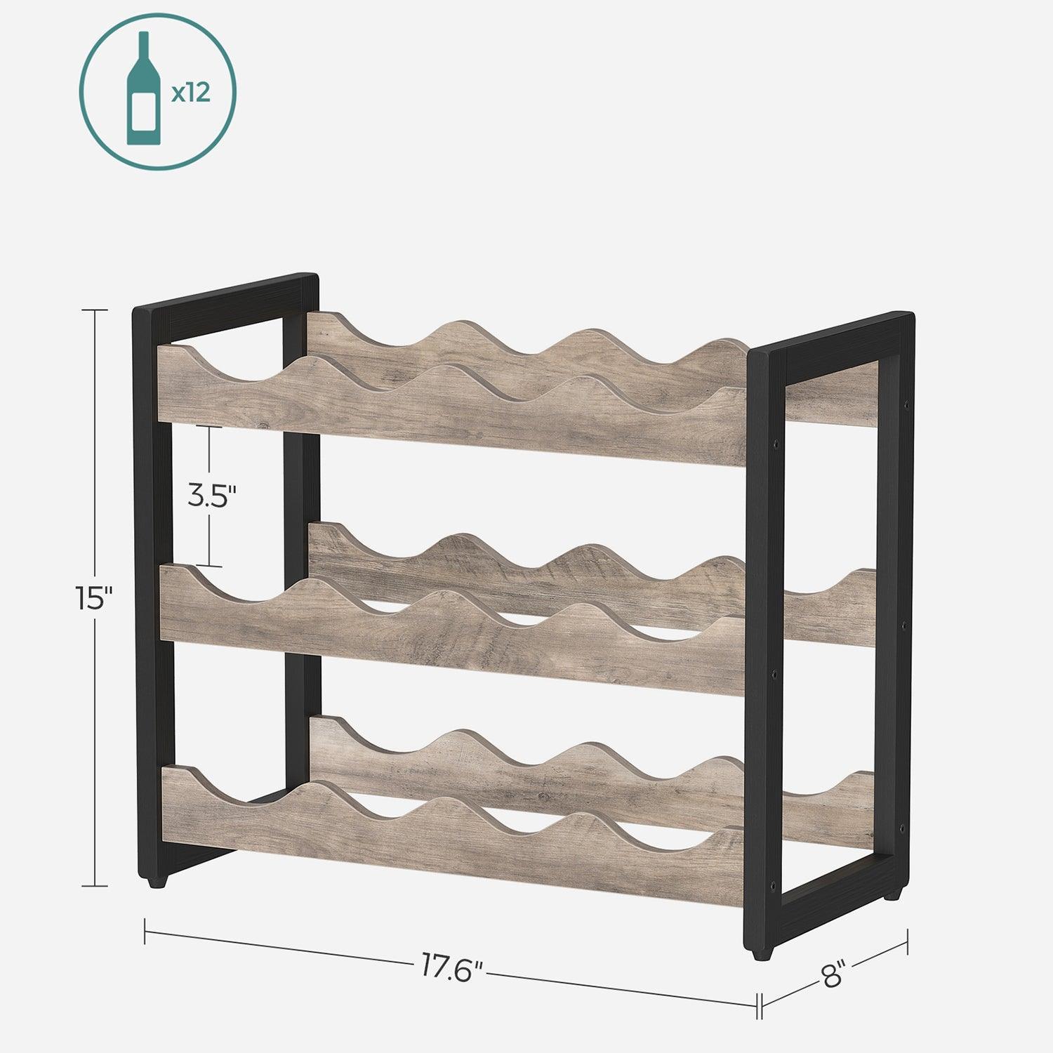 3-Tier Countertop Wine Rack, 12 Bottles Bamboo FredCo