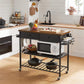 3-Tier Kitchen Island Rustic Brown and Black FredCo