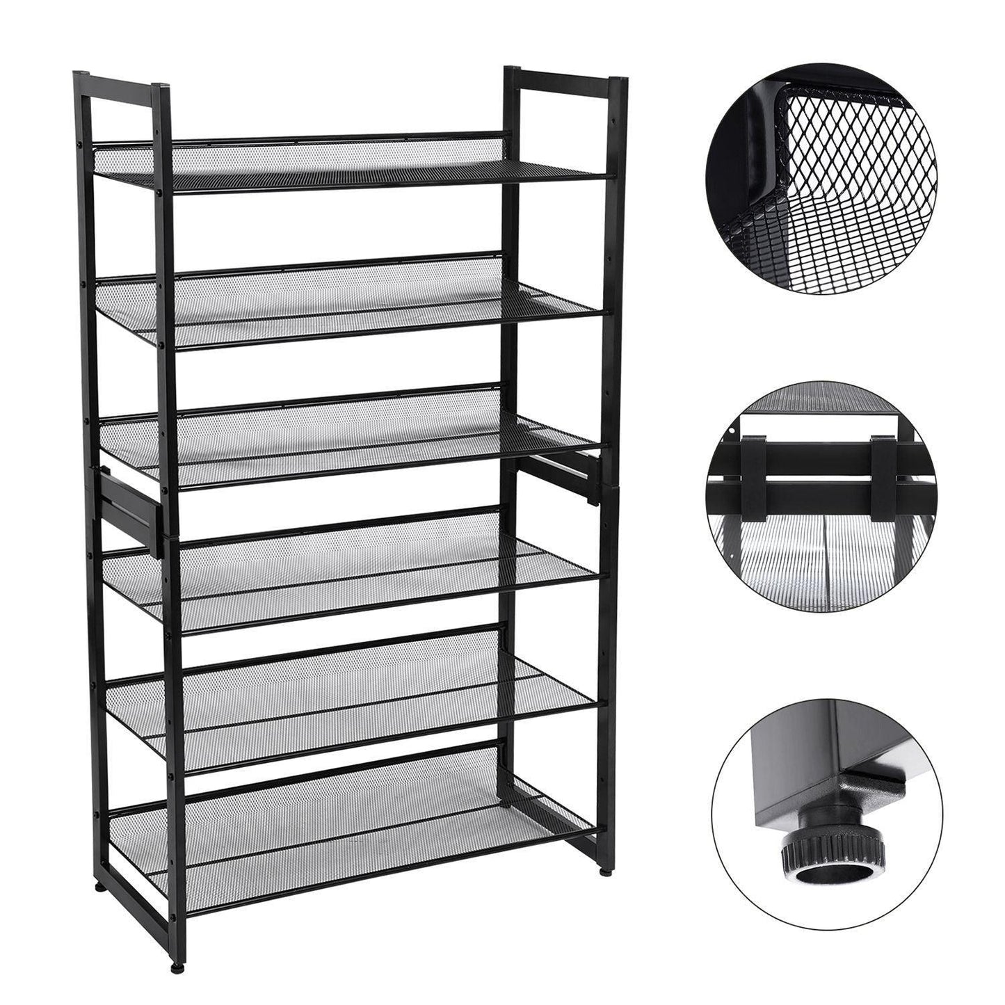 3-Tier Metal Mesh Shoe Rack Storage, 12 pairs of Shoes FredCo