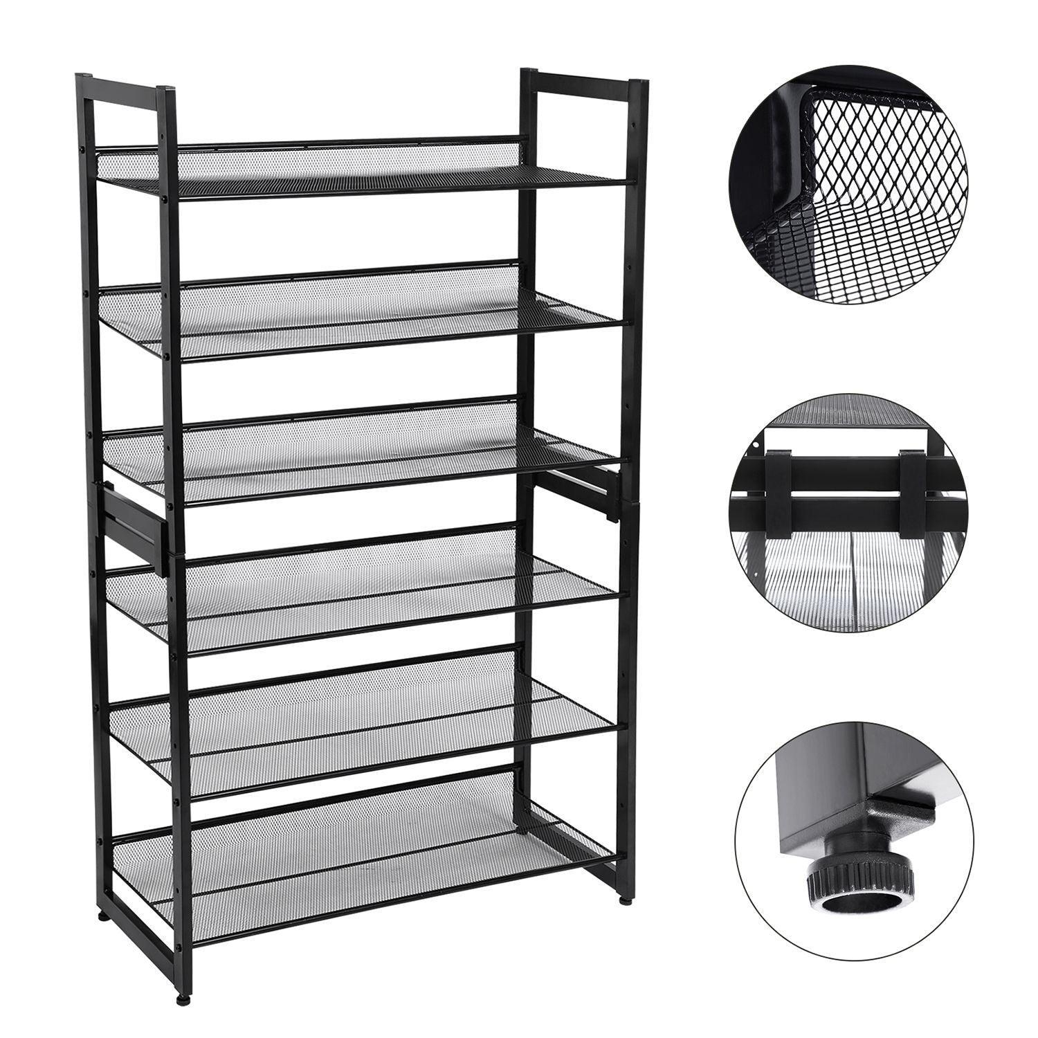3-Tier Metal Mesh Shoe Rack Storage, 12 pairs of Shoes FredCo