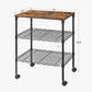 3-Tier Metal Printer Cart with Adjustable Shelves with Wheels Black FredCo