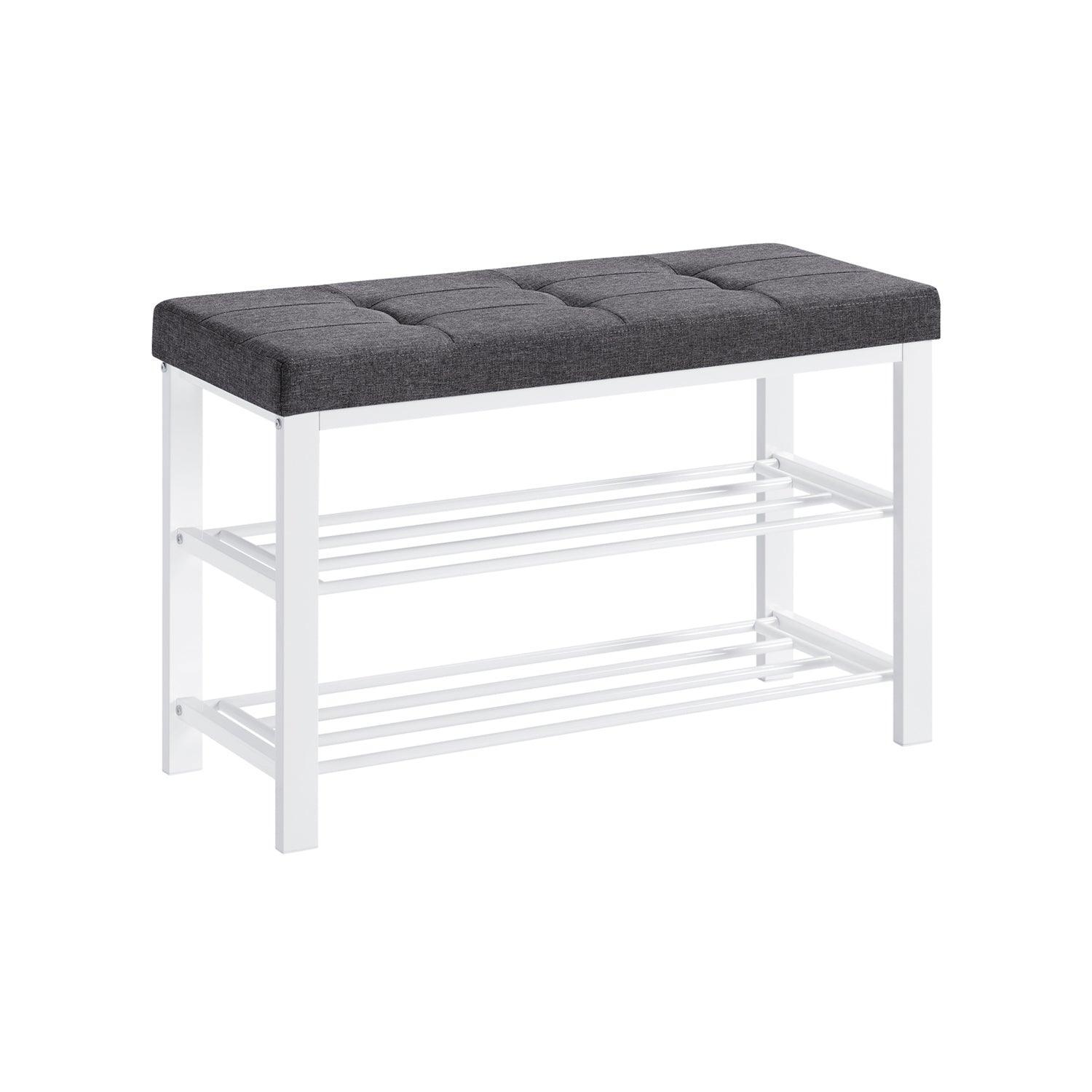 3-Tier Shoe Storage Bench White and Gray FredCo