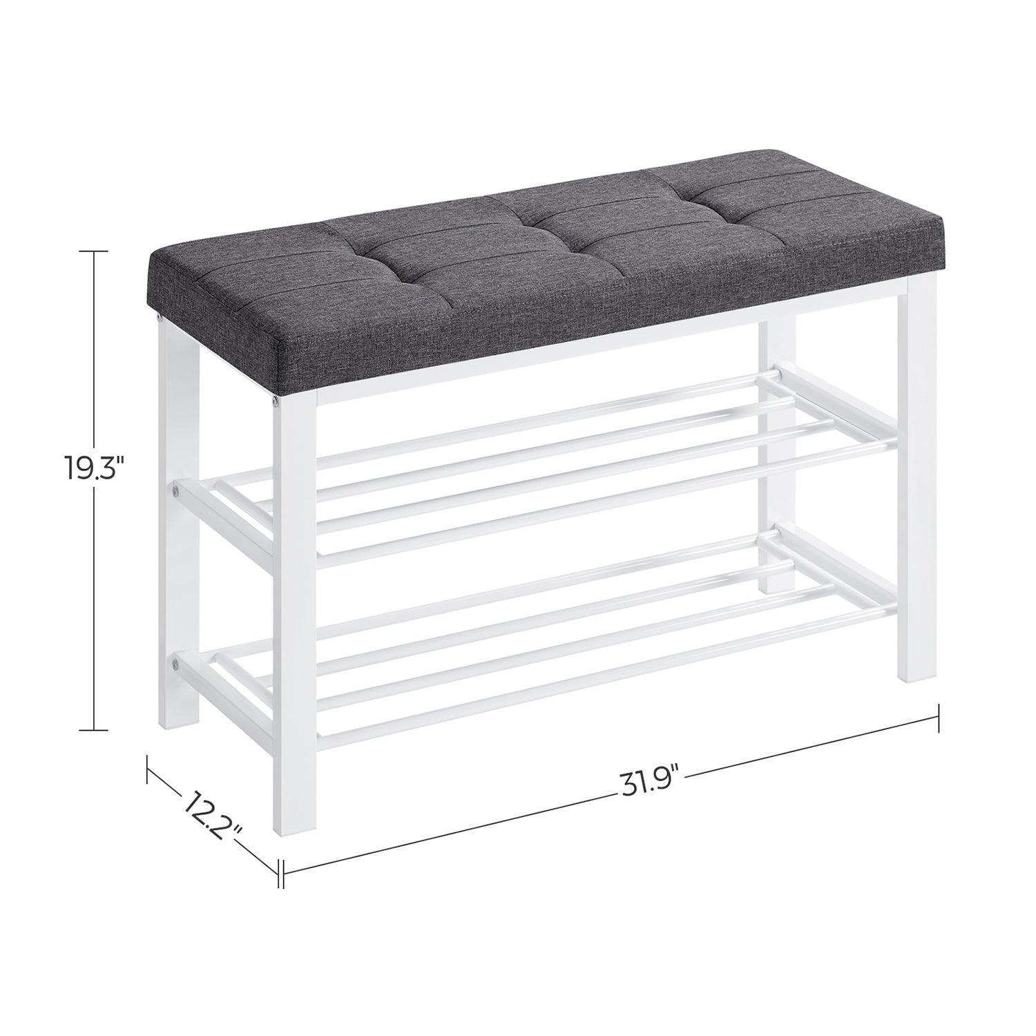 3-Tier Shoe Storage Bench White and Gray FredCo