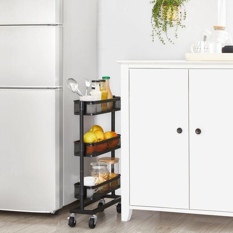 3-Tier Slim Storage Cart Black FredCo