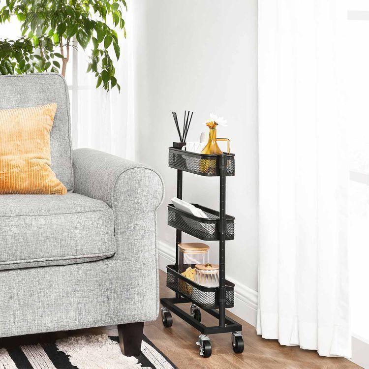 3-Tier Slim Storage Cart Black FredCo