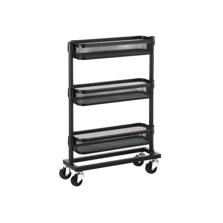 3-Tier Slim Storage Cart Black FredCo