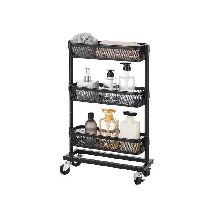 3-Tier Slim Storage Cart Black FredCo