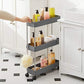 3-Tier Storage Cart Gray Rolling Wheels FredCo
