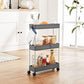 3-Tier Storage Cart Gray Rolling Wheels FredCo