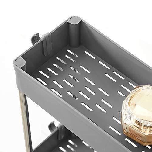 3-Tier Storage Cart Gray Rolling Wheels FredCo