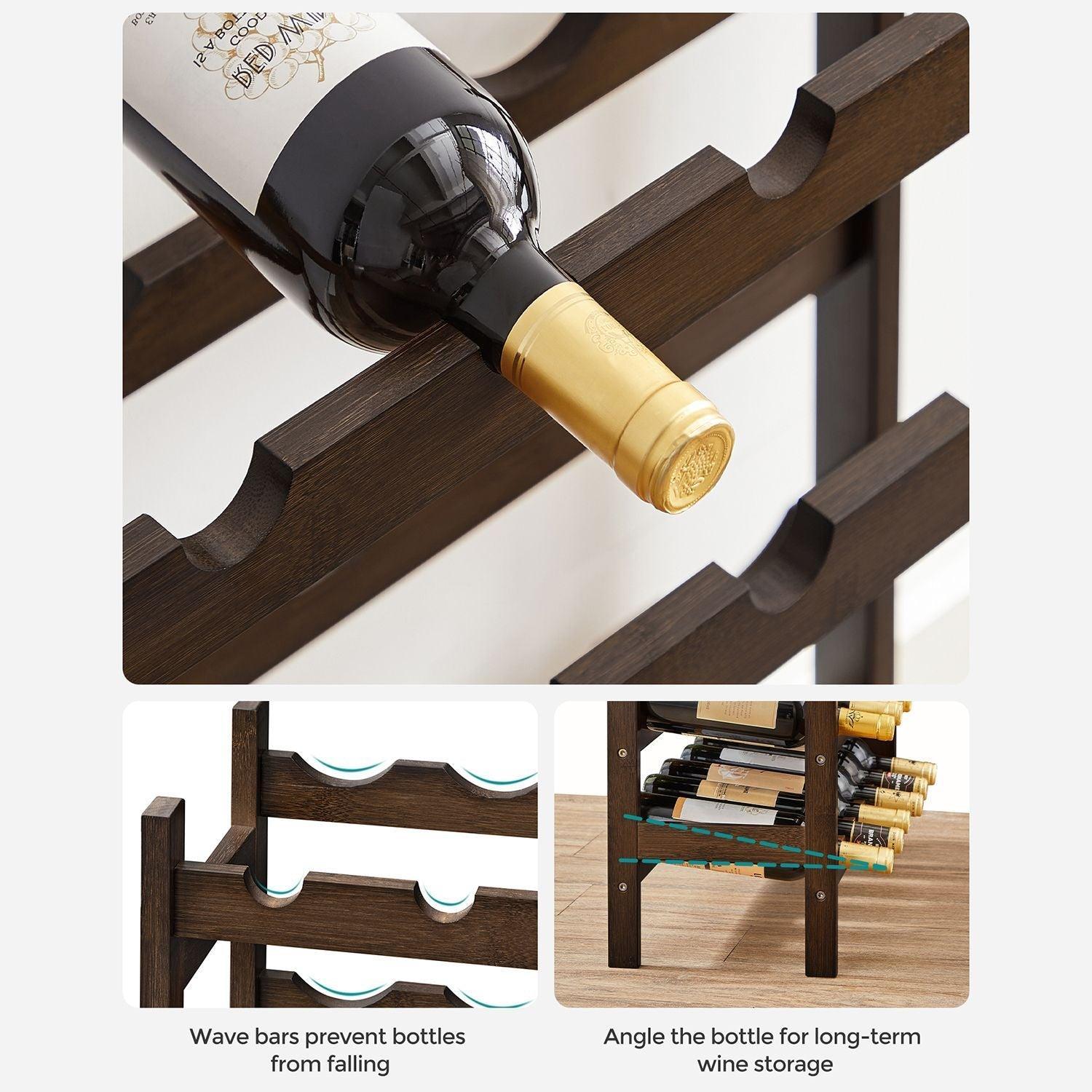 30- Bottle Walnut 5-Tier Wine Rack FredCo