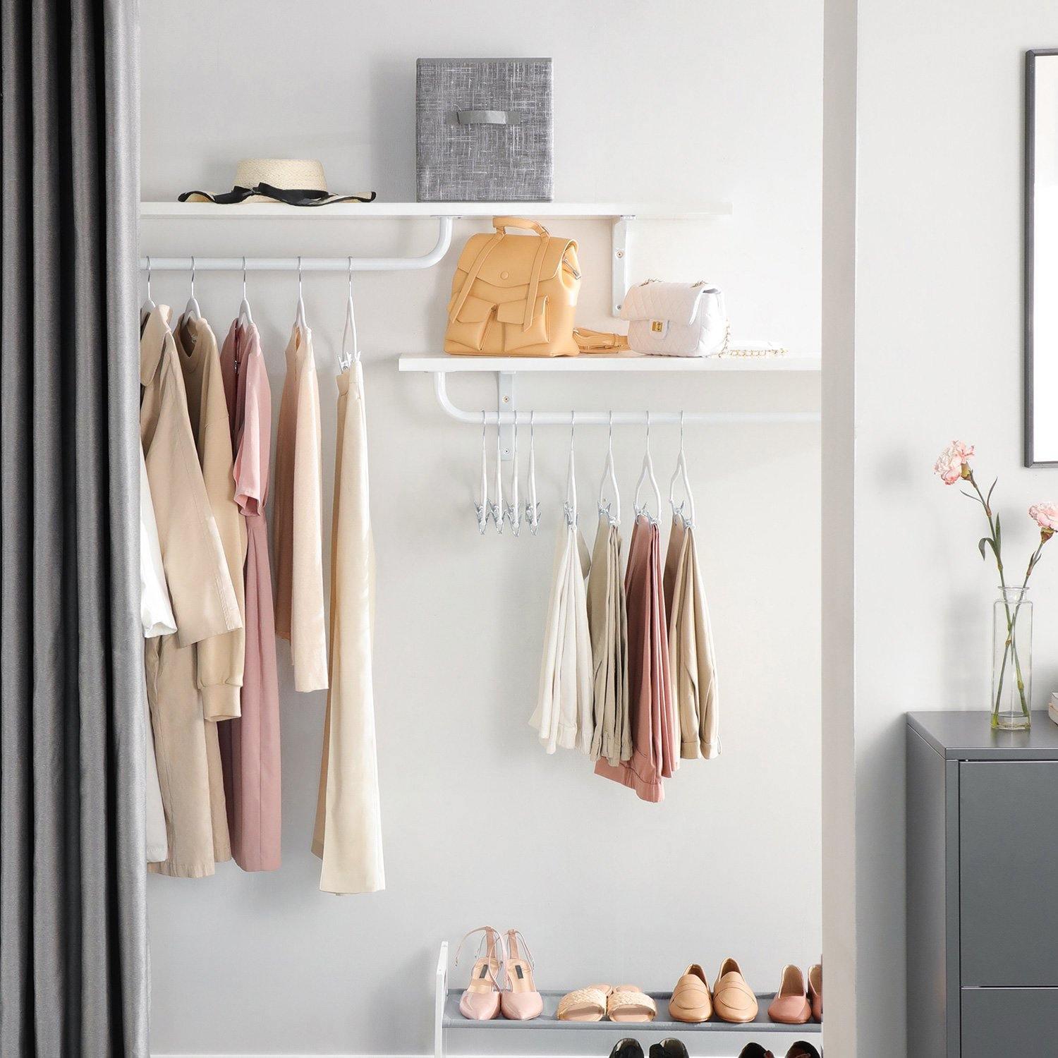 30-Pack White Pants Hangers with Adjustable Clips FredCo