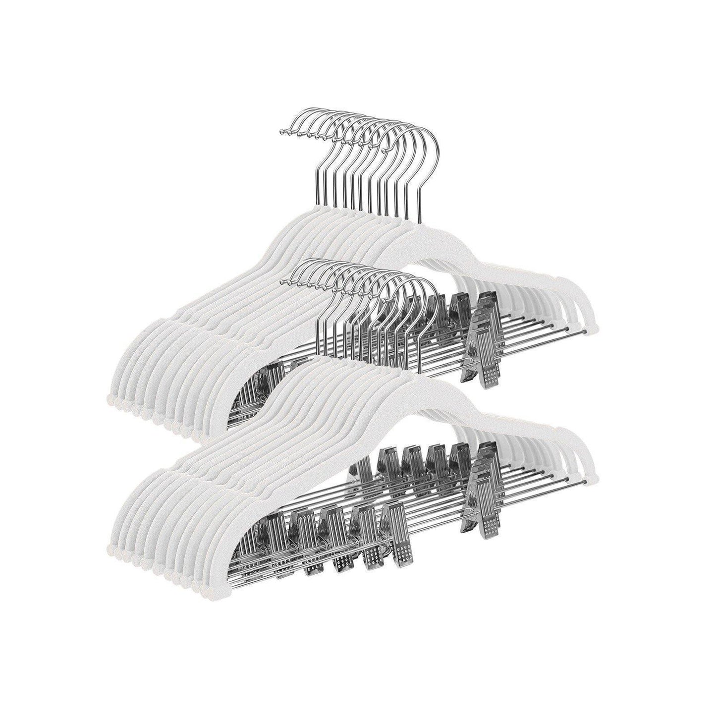 30-Pack White Pants Hangers with Adjustable Clips FredCo