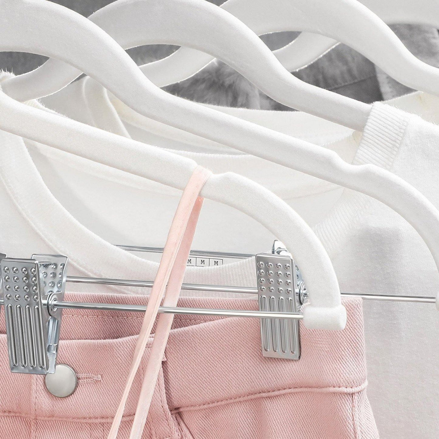 30-Pack White Pants Hangers with Adjustable Clips FredCo
