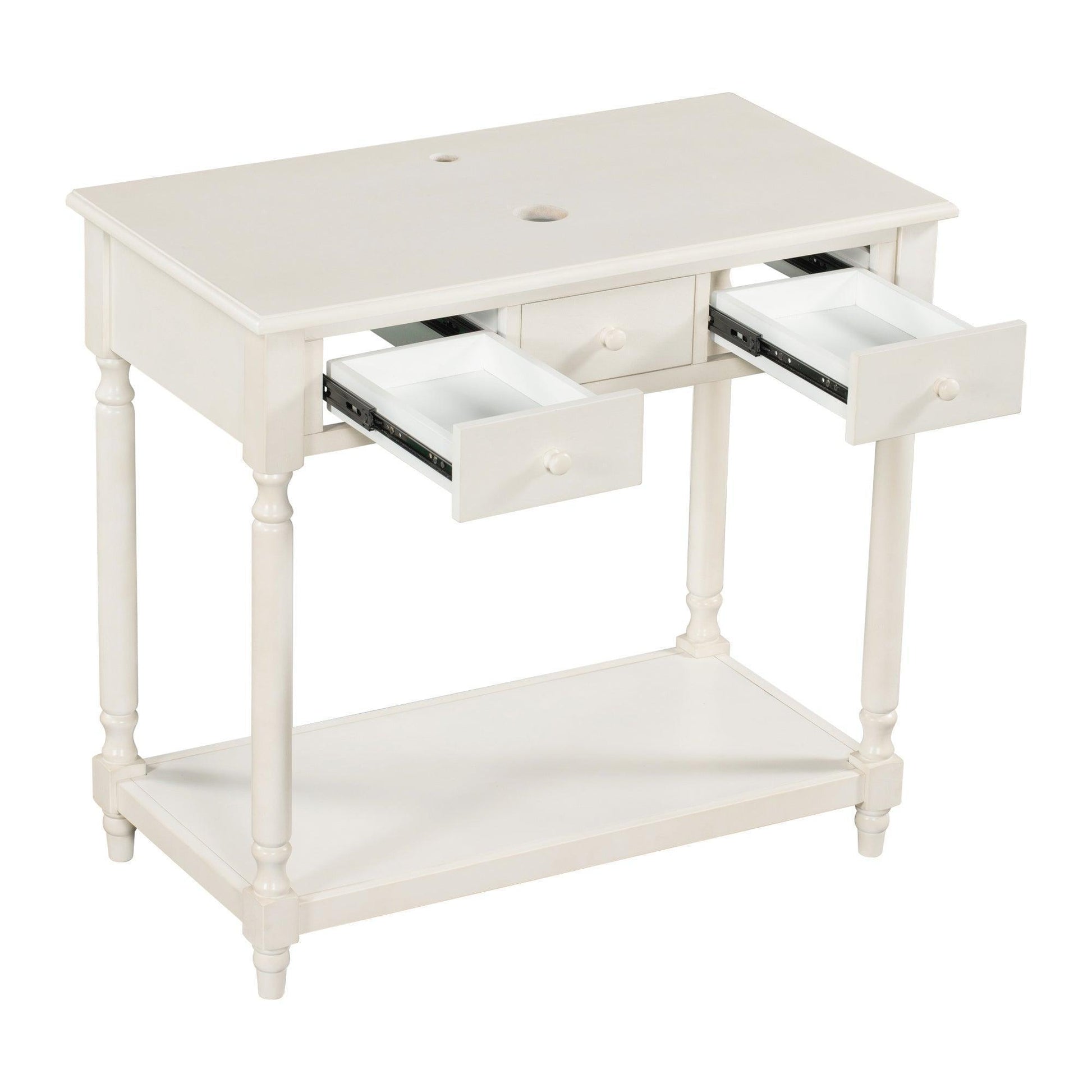 36" Bathroom Vanity Base without Sink, Open Storage Shelf, Antique White WF294112AAK FredCo