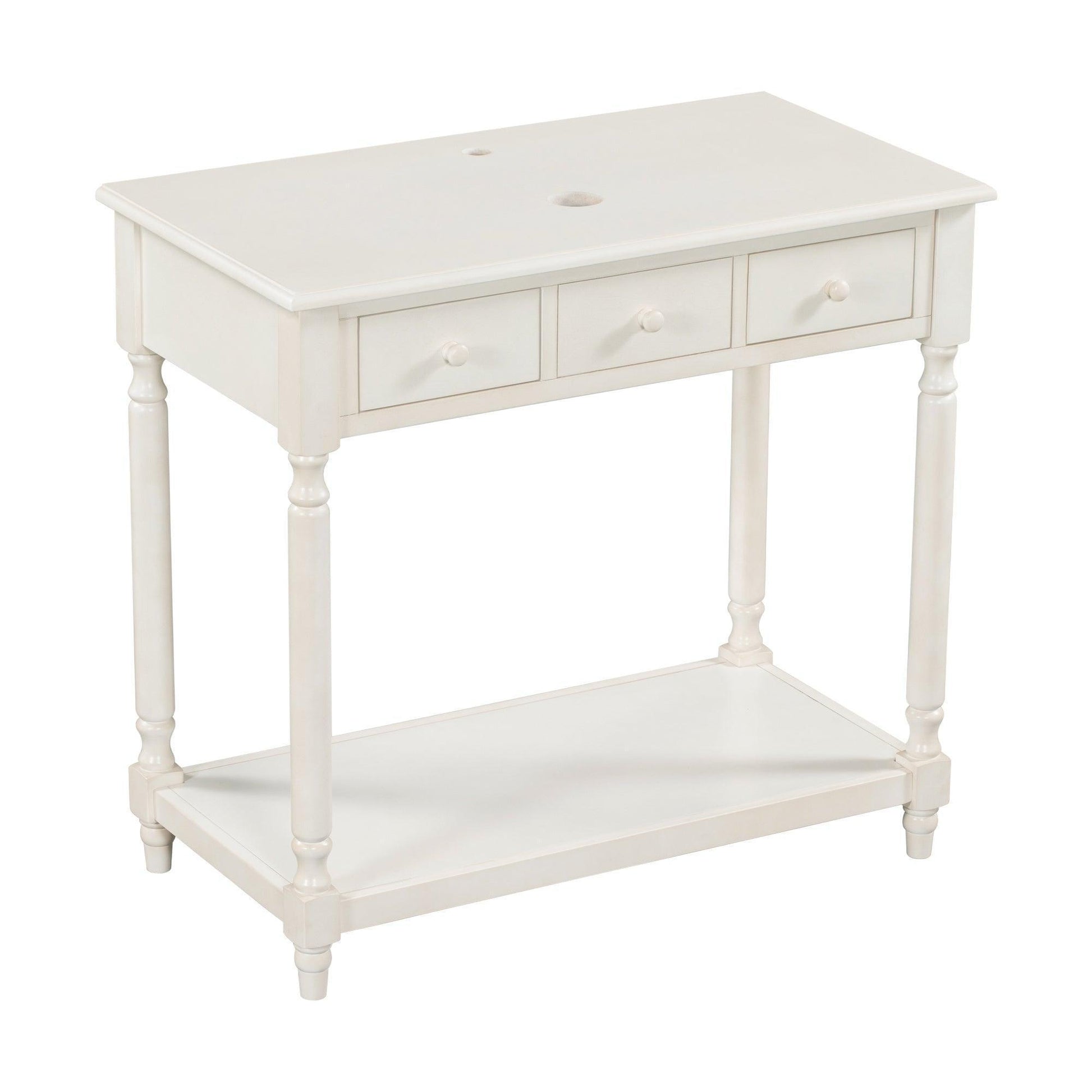 36" Bathroom Vanity Base without Sink, Open Storage Shelf, Antique White WF294112AAK FredCo