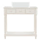36" Bathroom Vanity Base without Sink, Open Storage Shelf, Antique White WF294112AAK FredCo