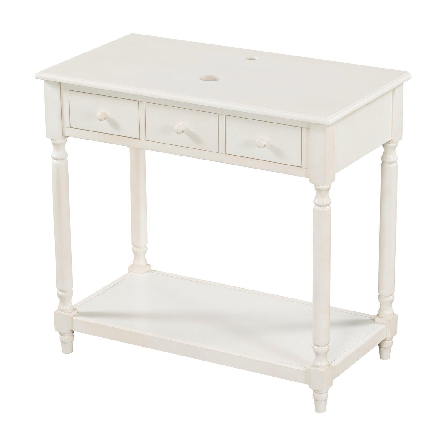 36" Bathroom Vanity Base without Sink, Open Storage Shelf, Antique White WF294112AAK FredCo
