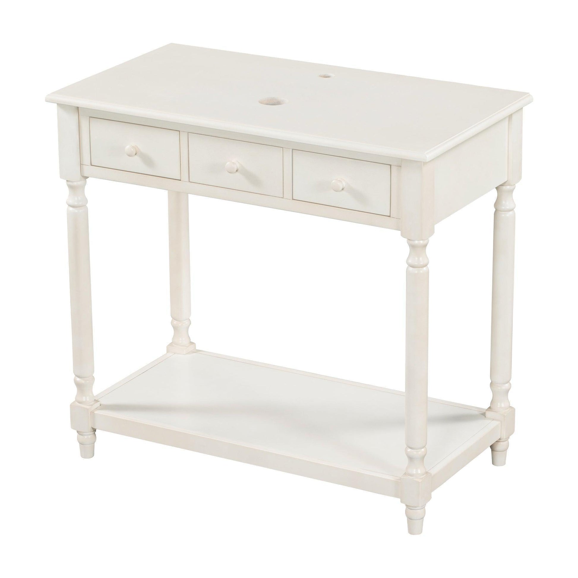 36" Bathroom Vanity Base without Sink, Open Storage Shelf, Antique White WF294112AAK FredCo