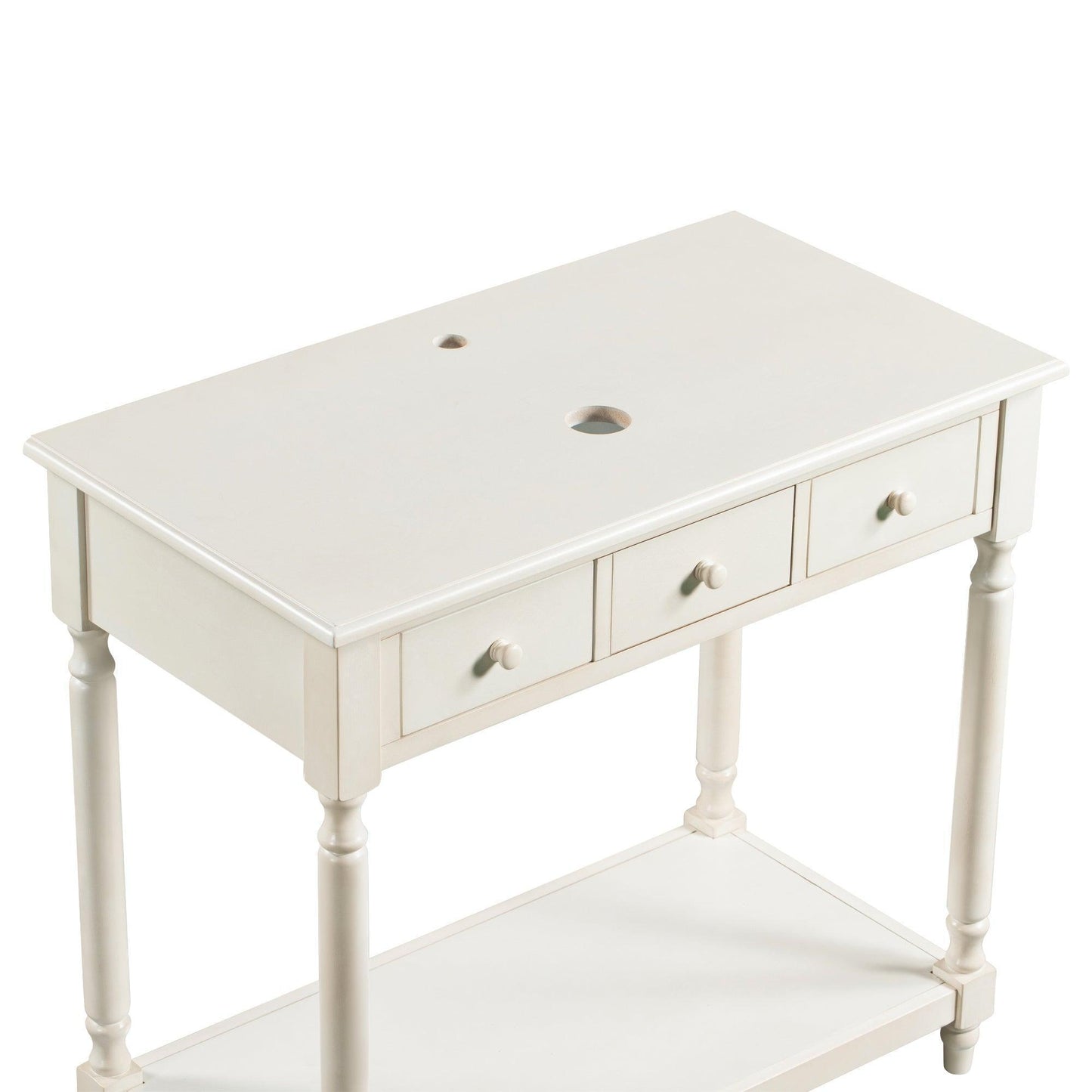 36" Bathroom Vanity Base without Sink, Open Storage Shelf, Antique White WF294112AAK FredCo