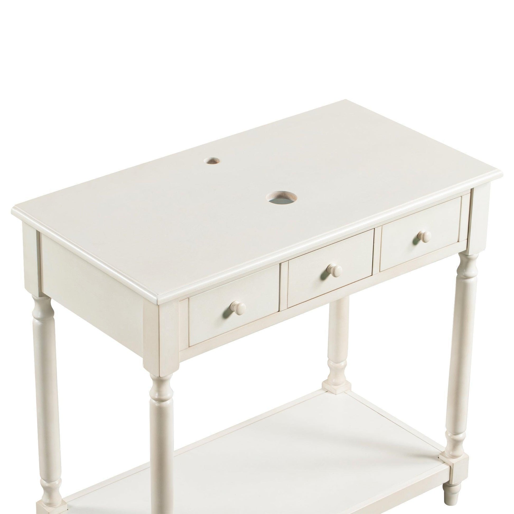 36" Bathroom Vanity Base without Sink, Open Storage Shelf, Antique White WF294112AAK FredCo