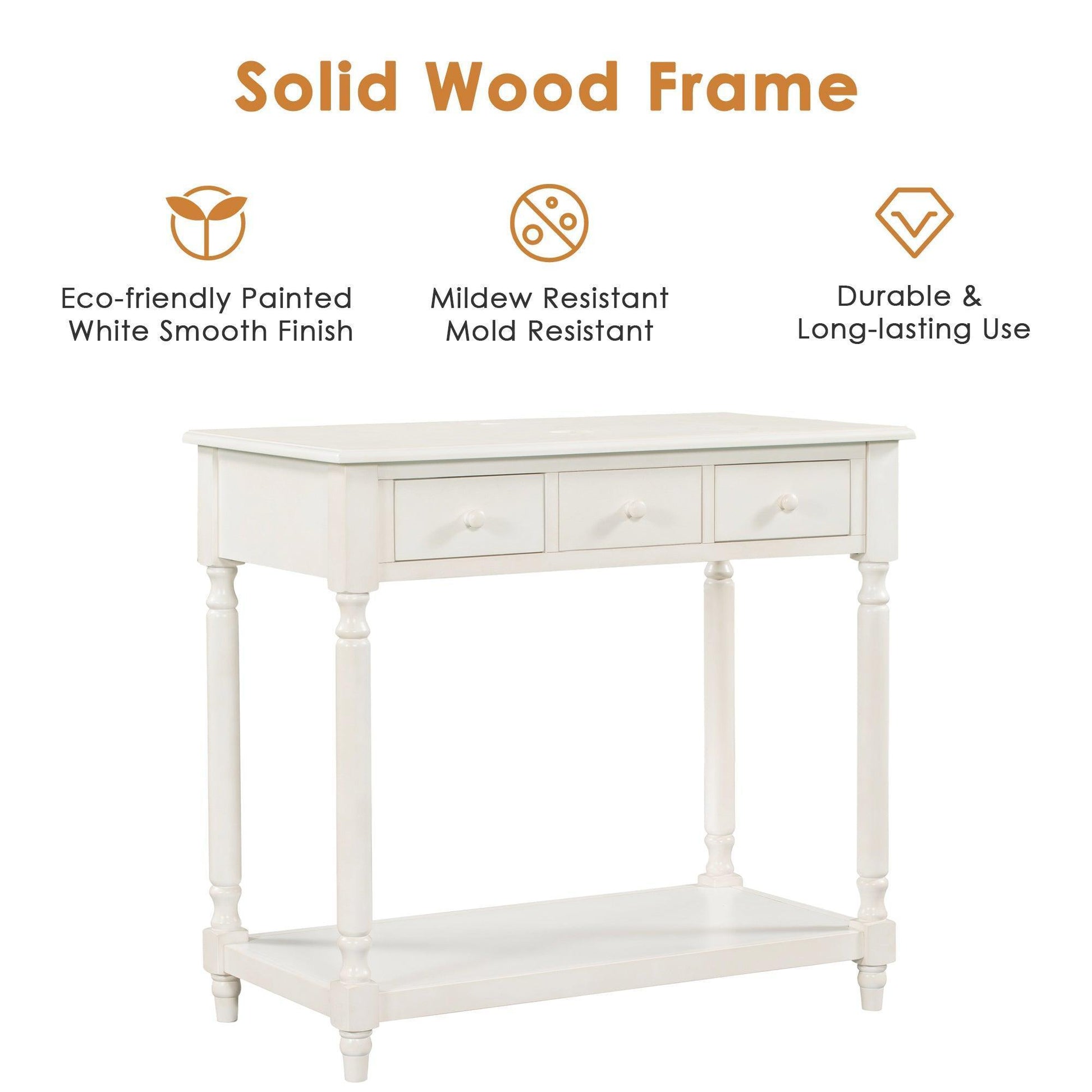 36" Bathroom Vanity Base without Sink, Open Storage Shelf, Antique White WF294112AAK FredCo