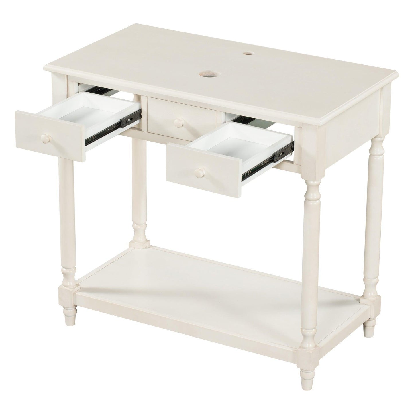 36" Bathroom Vanity Base without Sink, Open Storage Shelf, Antique White WF294112AAK FredCo