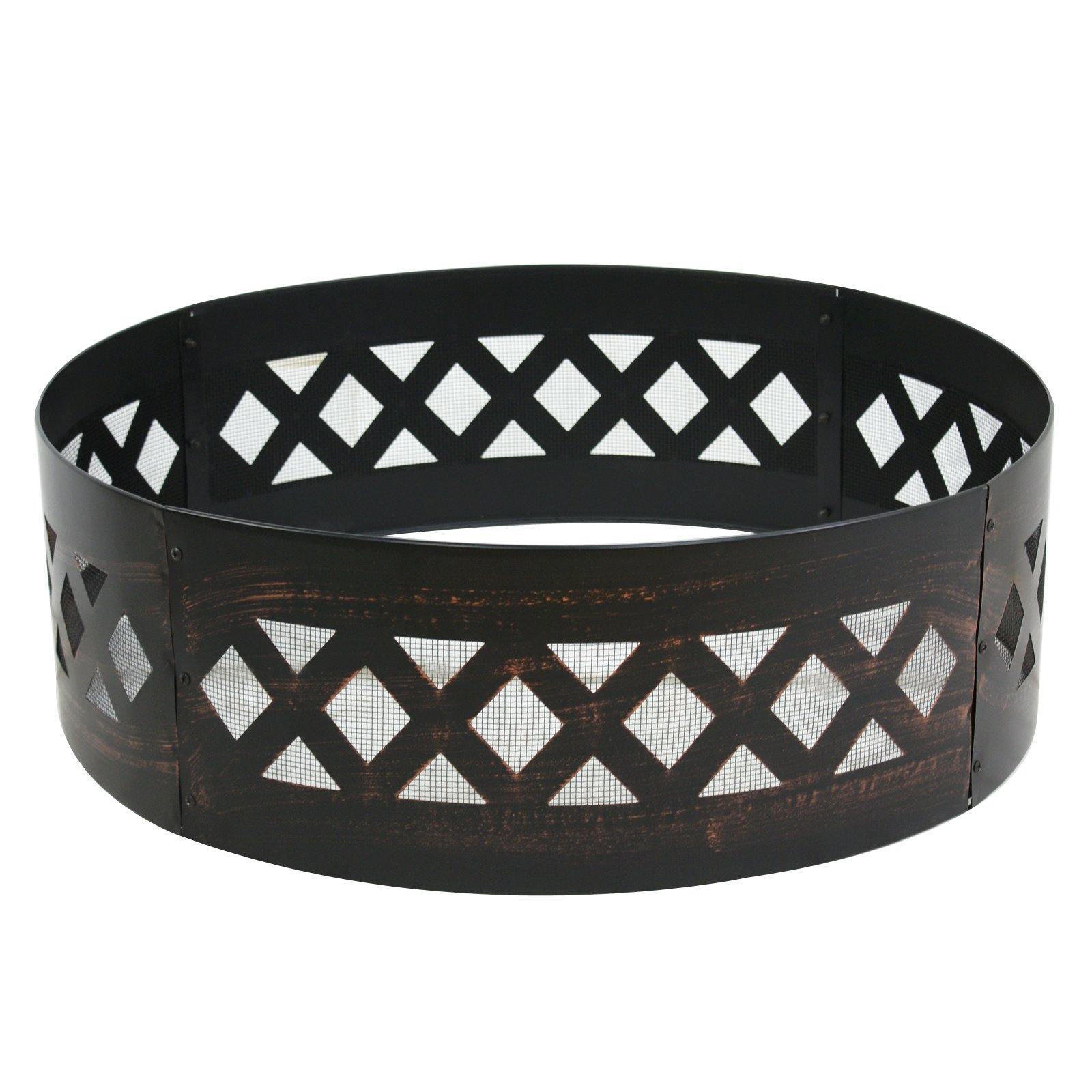 36" Portable Steel Fire Pit Ring Metal Campfire Ring Fire Rings Backyard Camping Cookout BBQ Patio FredCo