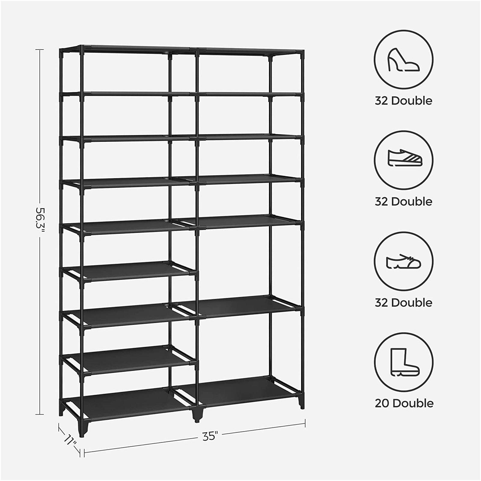 36x Shoe Rack Storage Organizer Black FredCo